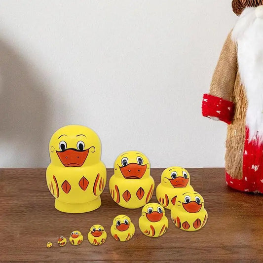 10pcs Stacking Dolls Handmade DIY Paint Yellow Duck